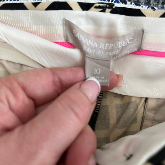 NEW Banana Republic Black & Tan Stripe Hampton Cropped Trouser Pants Size 10 - Picture 2 of 5